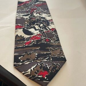Till Goodan western necktie black tie in amazing condition. Art by Till Goodan.